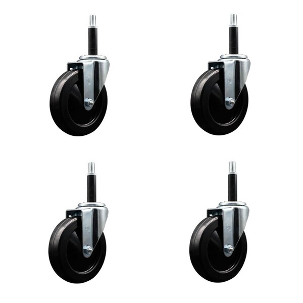 5'' Hard Rubber Wheel Swivel 3/4'' Expanding Stem Caster, 4PK